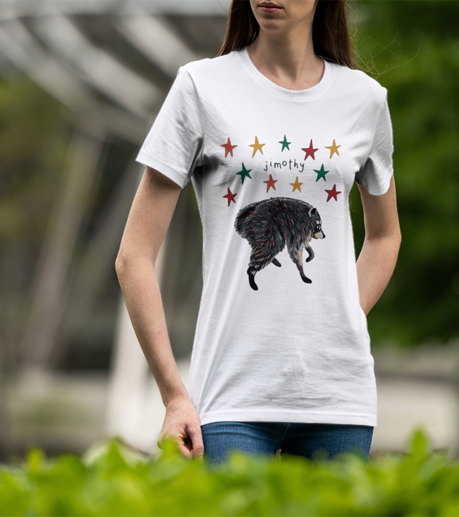 Jimothy Colorful Bear Stars Whimsical Animal T-Shirt