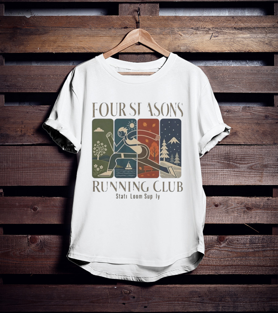 Staticloom Supply Four Seasons Running Club Vintage Seasonal Outdoor Jogging T-Shirt