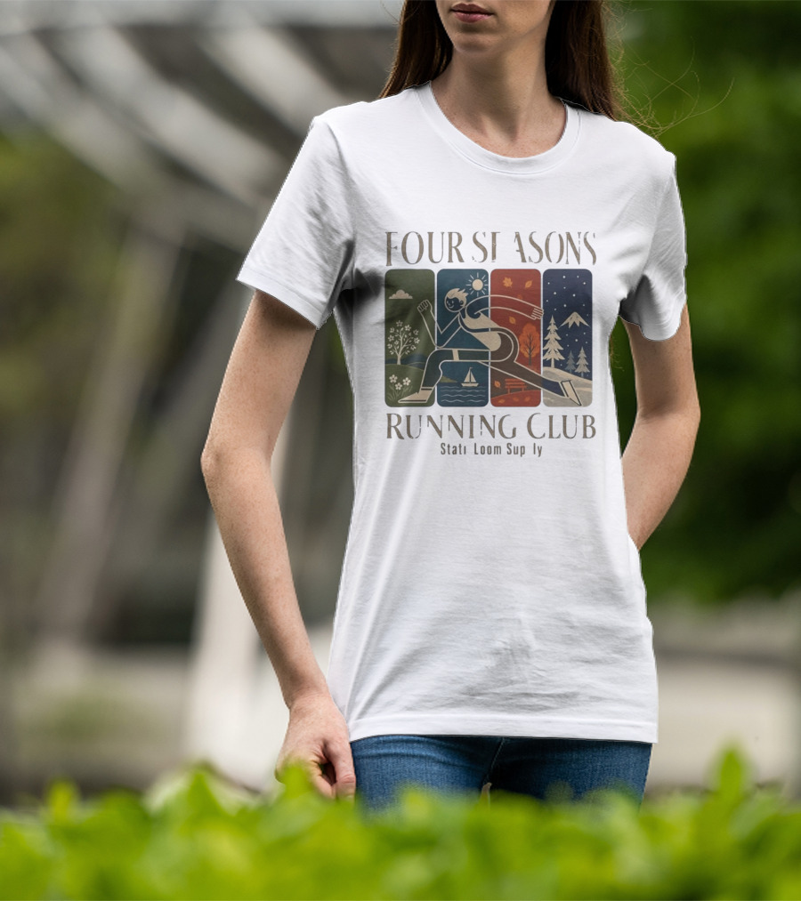Staticloom Supply Four Seasons Running Club Vintage Seasonal Outdoor Jogging T-Shirt