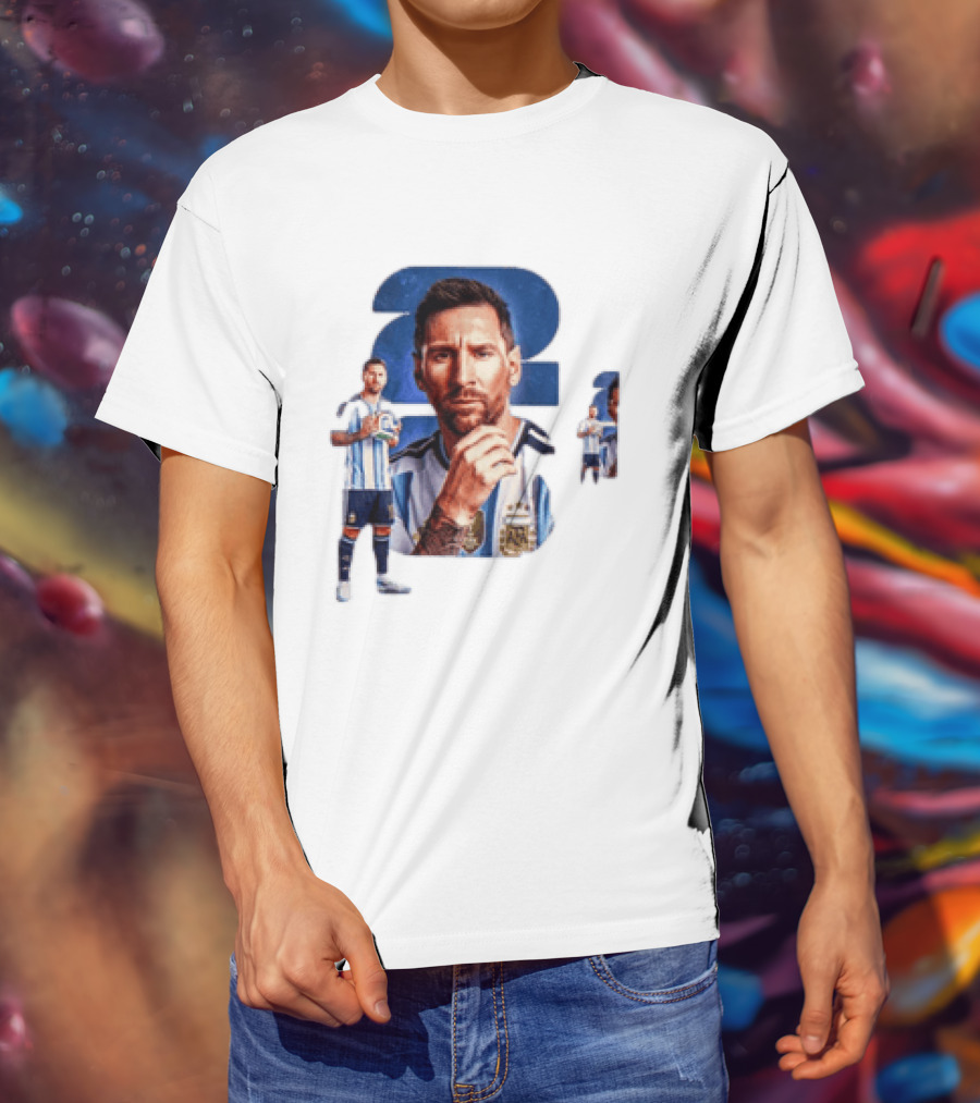 Lionel Messi Argentina Jersey 2023 FIFA World Cup Champion Collage T-Shirt