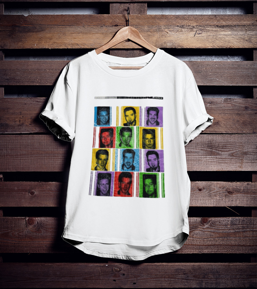 NSYNC Justin Timberlake JC Chasez Joey Fatone Lance Bass Chris Kirkpatrick Vibrant Portrait Grid Stereo Bars T-Shirt