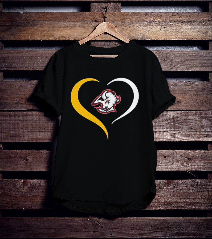 Buffalo Heart With Buffalo Head And Dual Heart T-Shirt