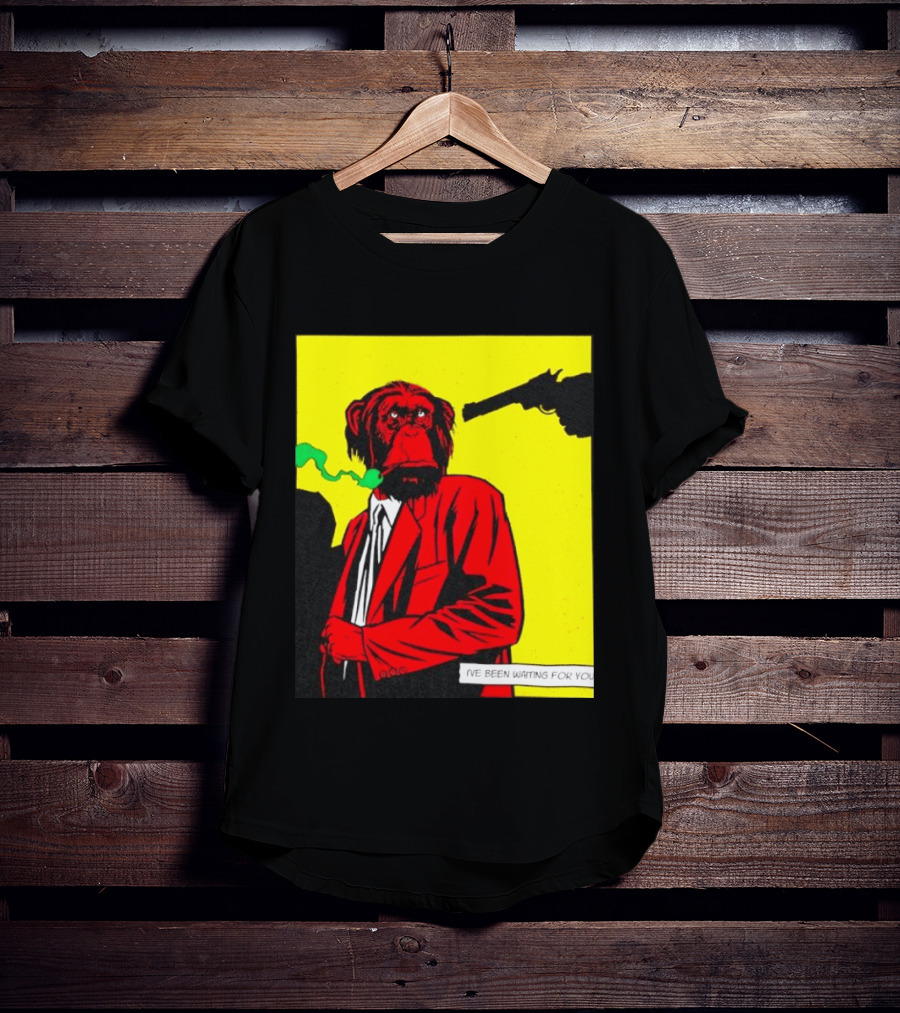 Chimpanzee Hitman Smoking Scene I've Been Waiting For You T-Shirt
