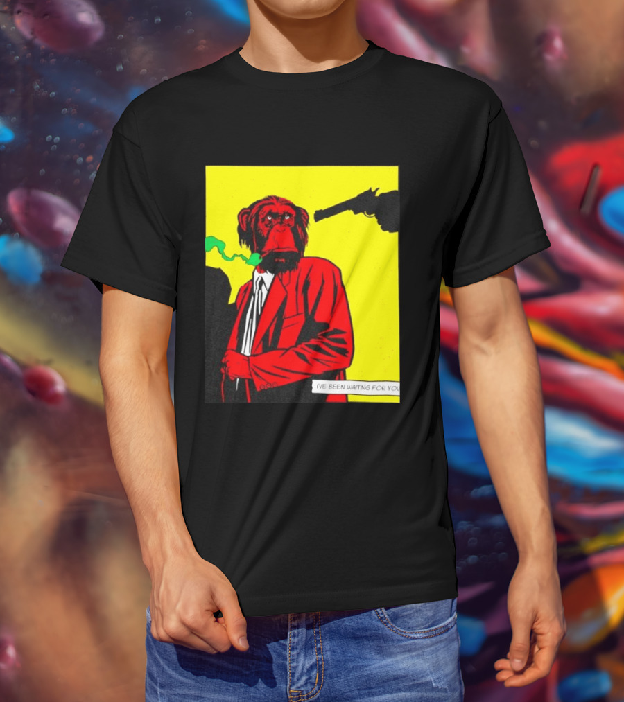 Chimpanzee Hitman Smoking Scene I've Been Waiting For You T-Shirt