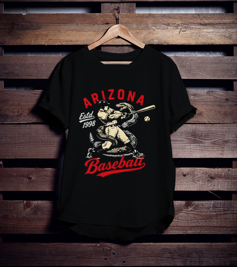 Estd 1998 Arizona Baseball Batting Player With Snake T-Shirt