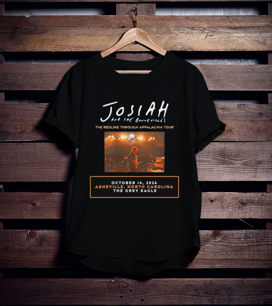 Josiah And The Bonnevilles The Redline Through Appalachia Tour October 14 2026 Asheville North Carolina The Grey Eagle T-Shirt