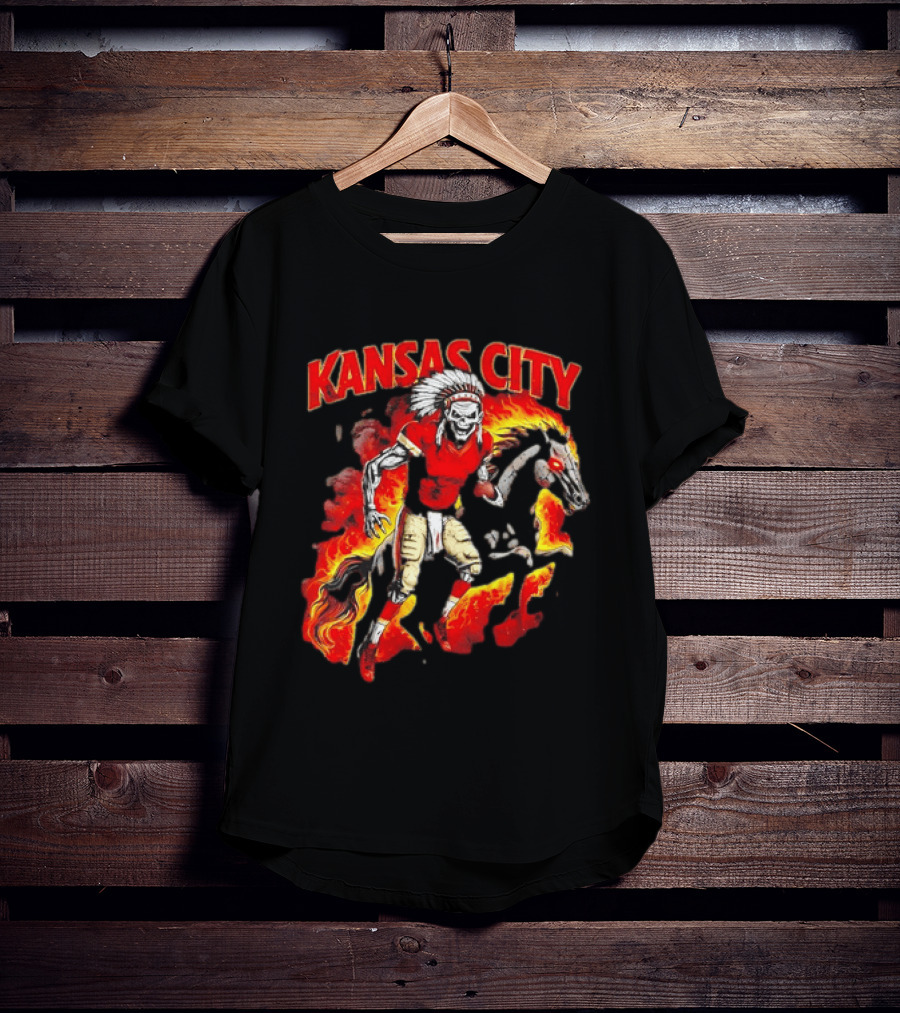 Kansas City Skeleton Player Riding Flaming Horse T-Shirt