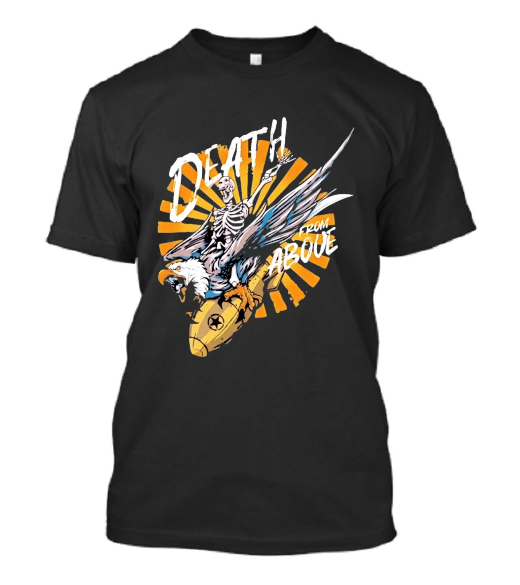Skeleton Eagle Riding Bomb Death From Above T-Shirt