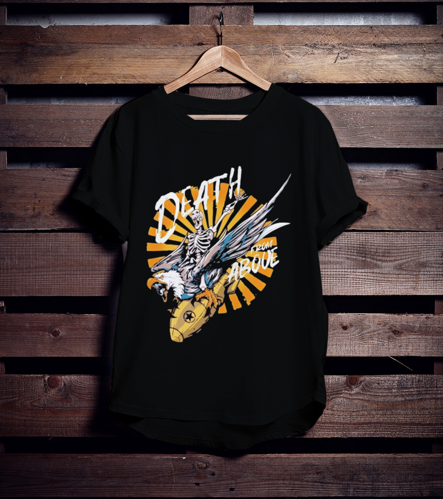 Skeleton Eagle Riding Bomb Death From Above T-Shirt