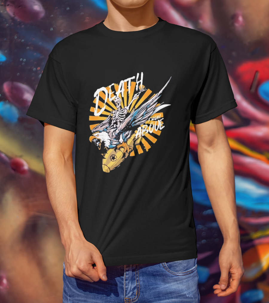 Skeleton Eagle Riding Bomb Death From Above T-Shirt