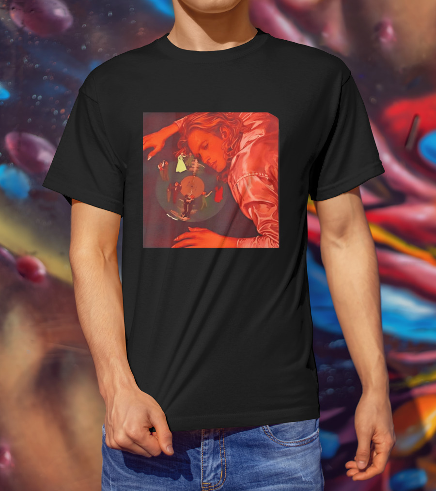Vinyl Dreams Young Man Resting With Dancing Figures T-Shirt