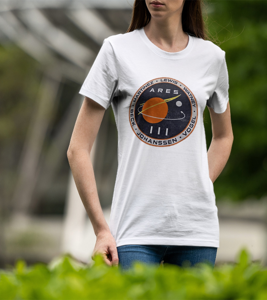 Ares III Mission Crew Patch Martinez Lewis Watney Beck Johanssen Vogel T-Shirt