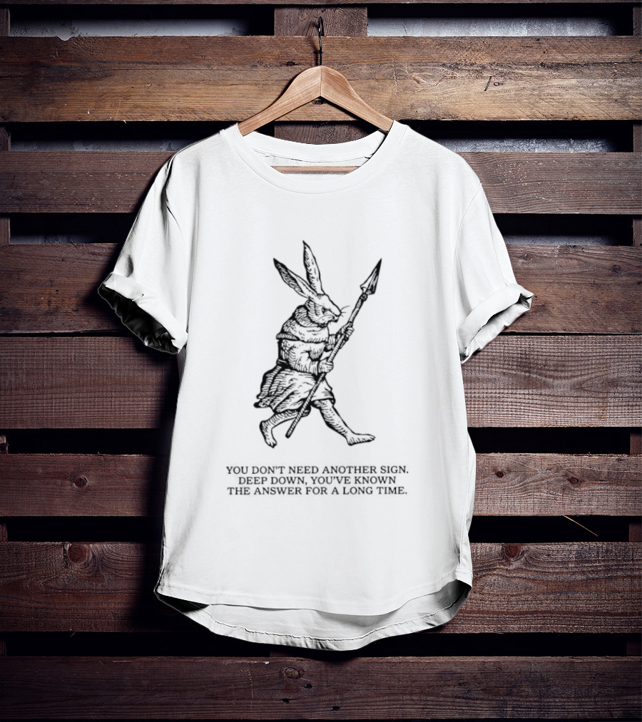 Knight Rabbit You Do Not Need Another Sign Deep Down You Have Known The Answer T-Shirt