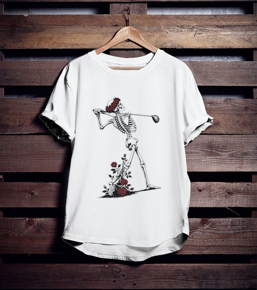 Grateful Dead Skeleton Golfer With Roses And Golf Club T-Shirt