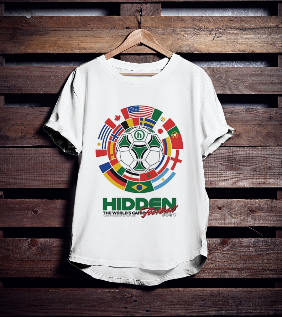 Hidden The World's Game Football Multinational Flags Circle Soccer Ball T-Shirt