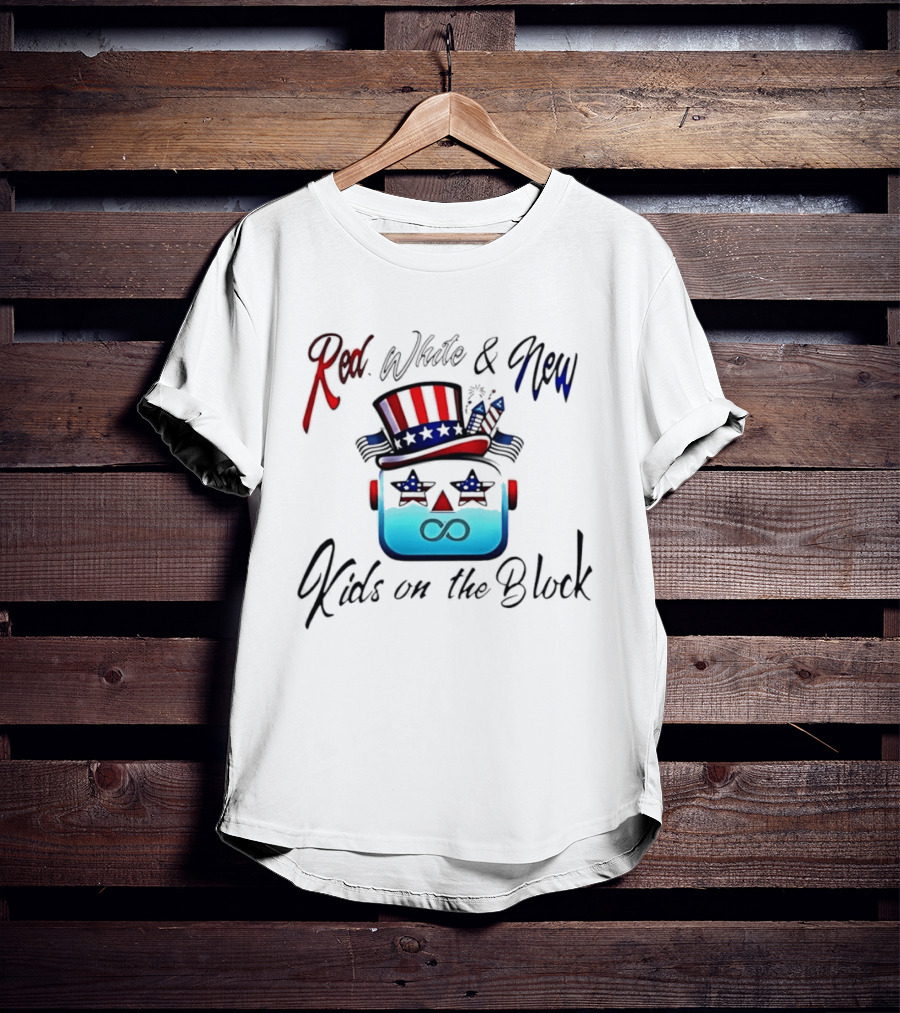 Red White And New Kids On The Block Patriotic Robot Fourth Of July T-Shirt