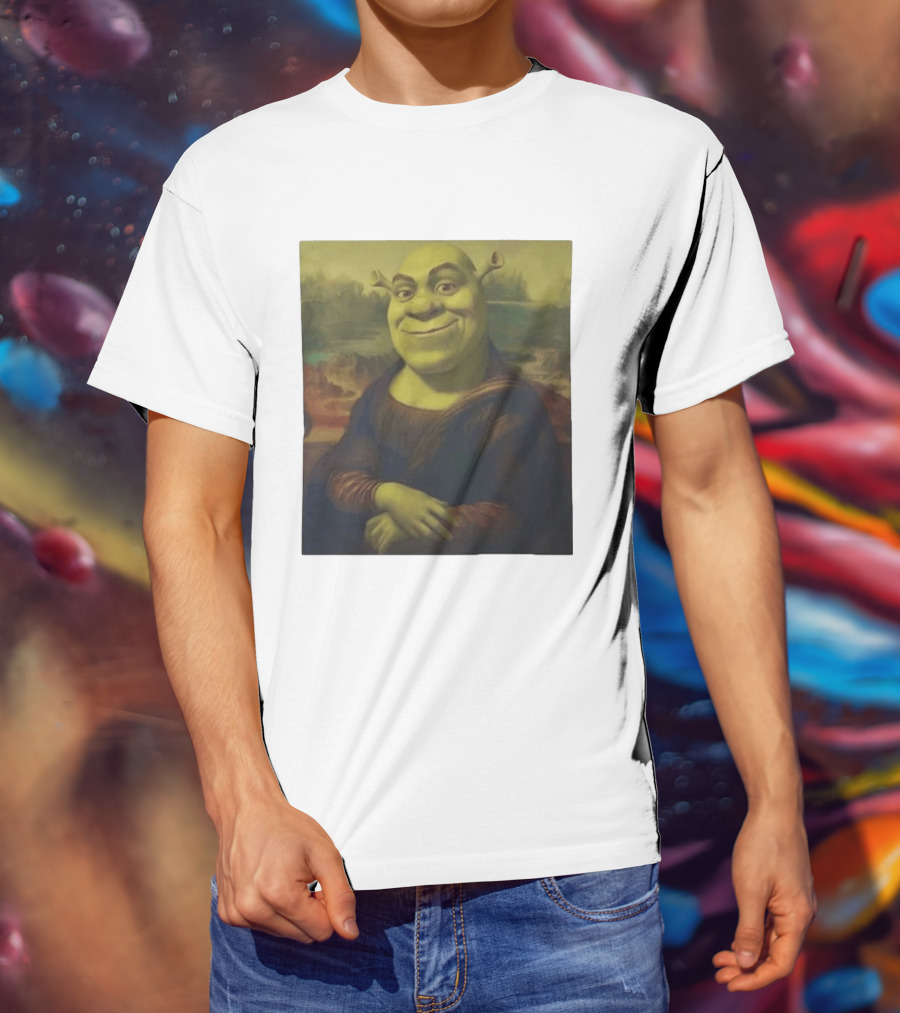 Shrek Mona Lisa Crossover Painting T-Shirt