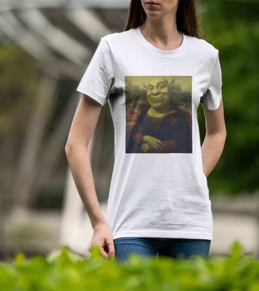 Shrek Mona Lisa Crossover Painting T-Shirt
