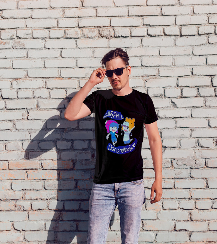Amazing Phil Danisnotonfire Cartoon Characters Jumping T-Shirt