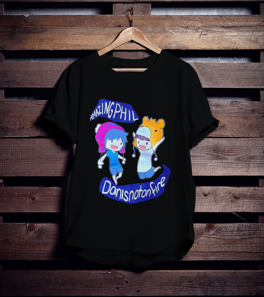 Amazing Phil Danisnotonfire Cartoon Characters Jumping T-Shirt