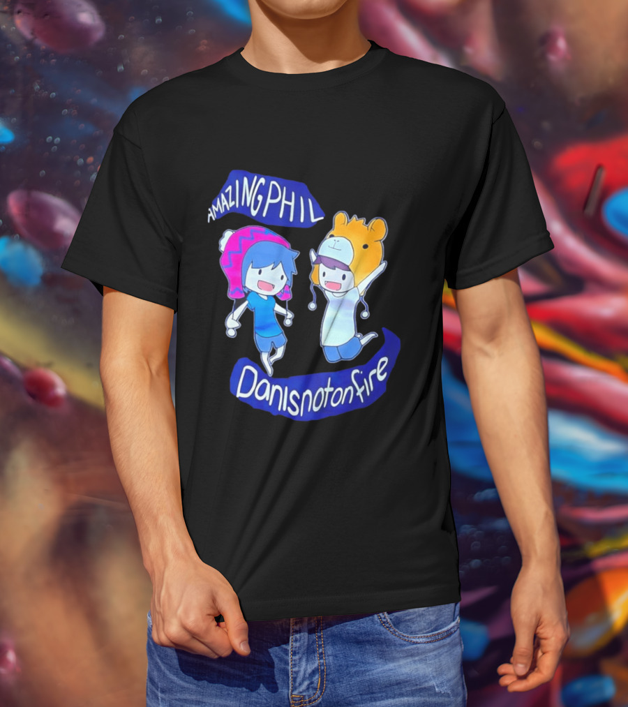Amazing Phil Danisnotonfire Cartoon Characters Jumping T-Shirt