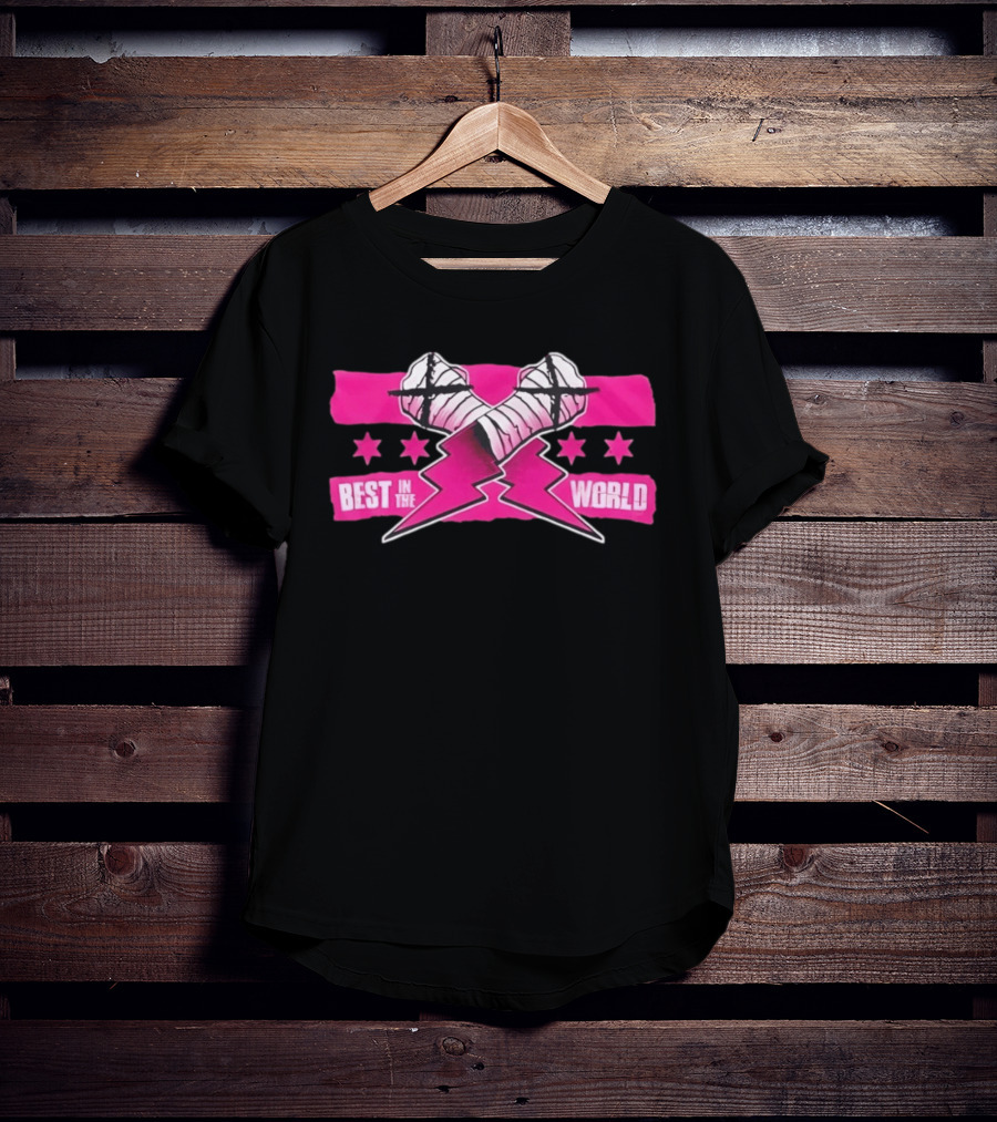 Best In The World CM Punk Crossed Bandaged Fists Lightning Bolt Stars T-Shirt