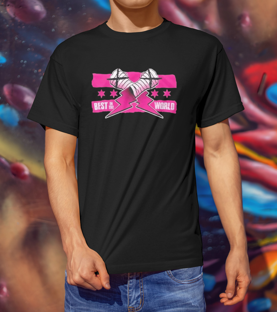 Best In The World CM Punk Crossed Bandaged Fists Lightning Bolt Stars T-Shirt