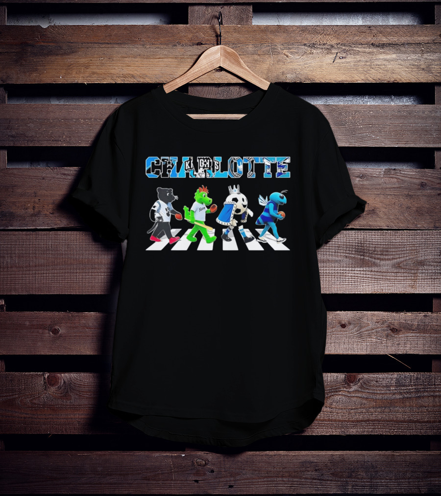 Charlotte Mascots Abbey Road Carolina Panthers Knights FC Hornets T-Shirt