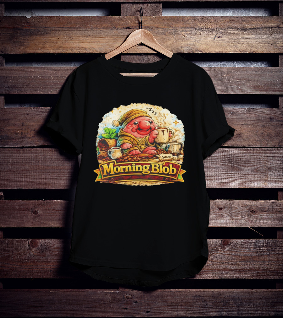 Cozy Morning Blob Coffee Drinker Sugar Delight Relaxation T-Shirt