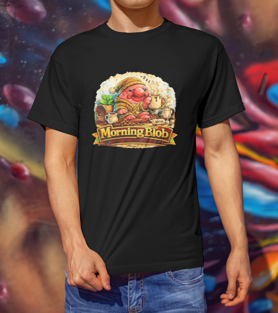 Cozy Morning Blob Coffee Drinker Sugar Delight Relaxation T-Shirt