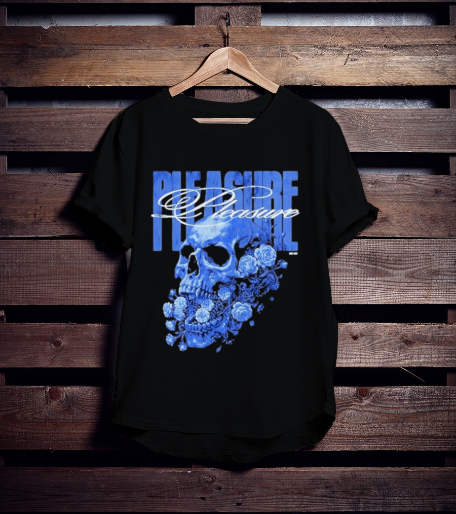Pleasure Skull Roses Gothic Floral Blue T-Shirt