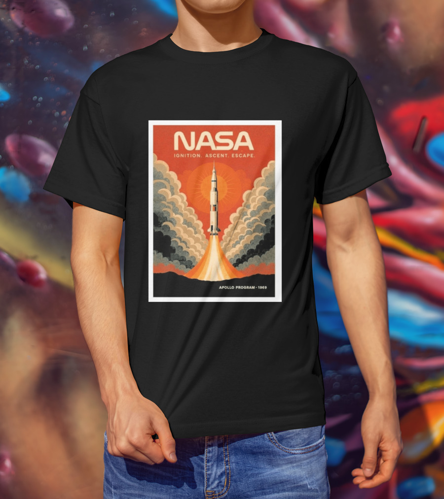 NASA Ignition Ascent Escape Apollo Program 1969 Rocket Launch T-Shirt