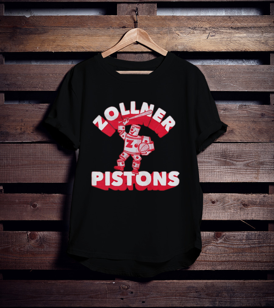Zollner Pistons Vintage Robot Baseball Character NBA History T-Shirt