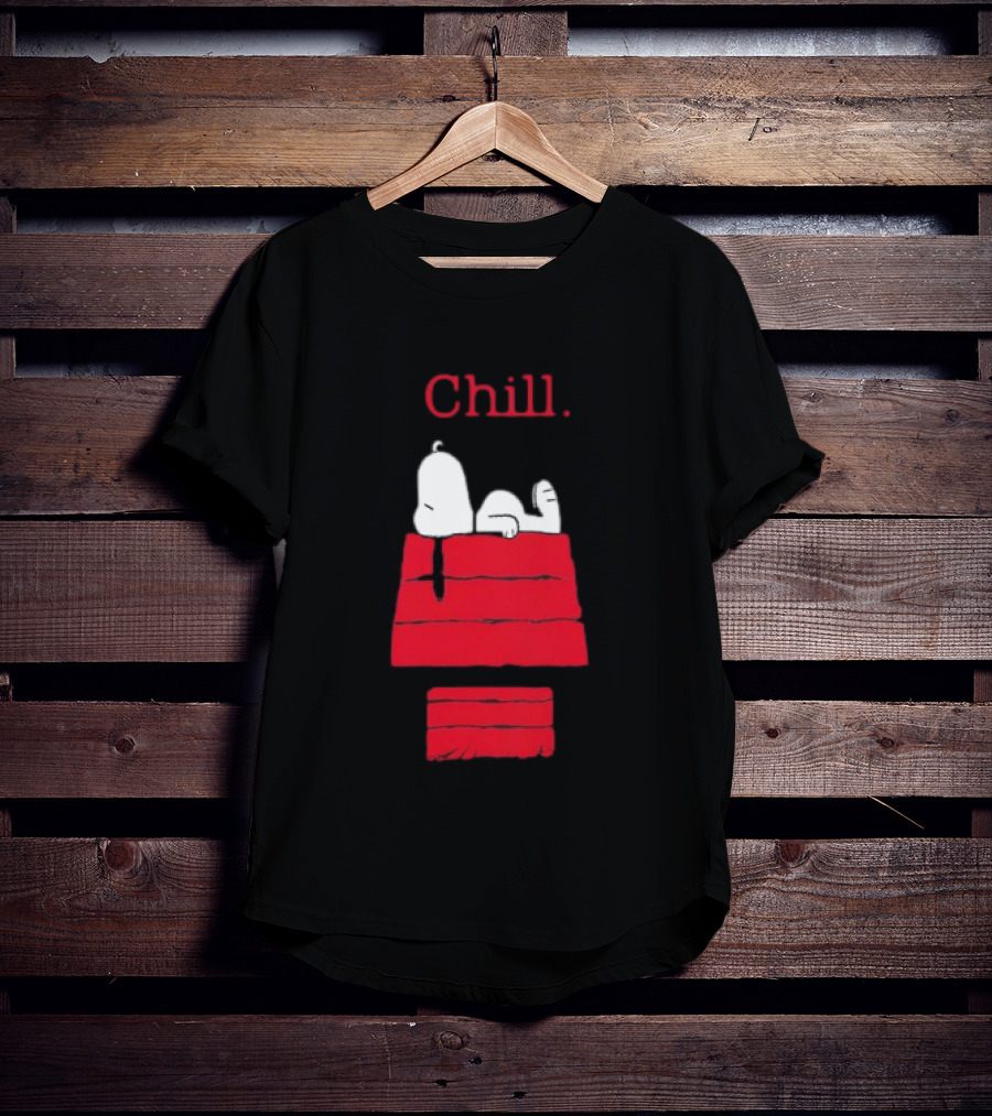 Peanuts Snoopy Chill Relaxing On Red Doghouse T-Shirt