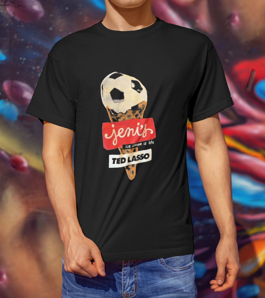 Jeni's Ice Cream Is Life Soccer Cone Ted Lasso T-Shirt