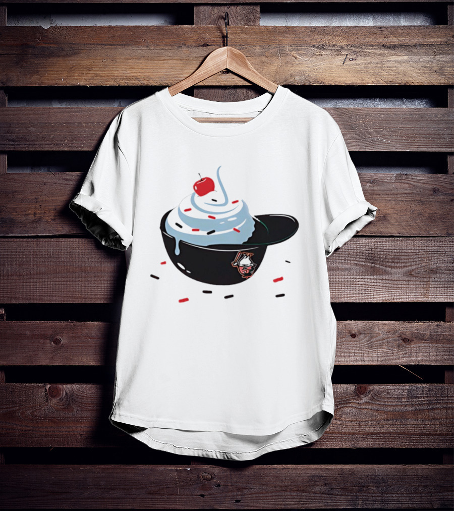 Baseballism Ice Cream Helmet Sundae With Cherry Baseball T-Shirt