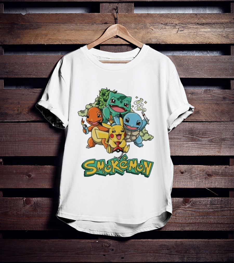 Smokemon Pikachu Charmander Squirtle Bulbasaur Fun T-Shirt