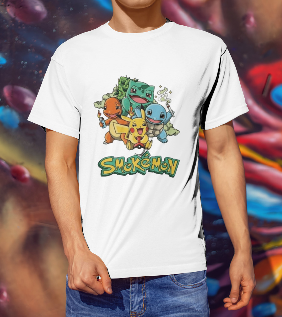 Smokemon Pikachu Charmander Squirtle Bulbasaur Fun T-Shirt