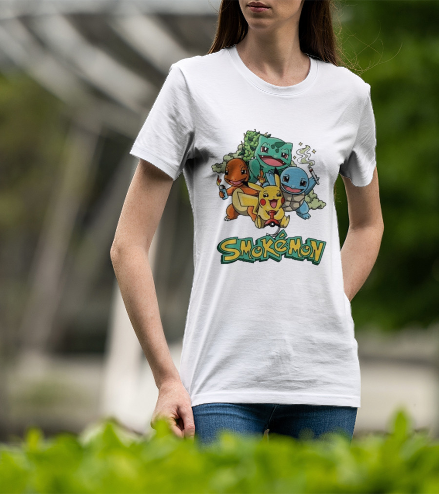 Smokemon Pikachu Charmander Squirtle Bulbasaur Fun T-Shirt