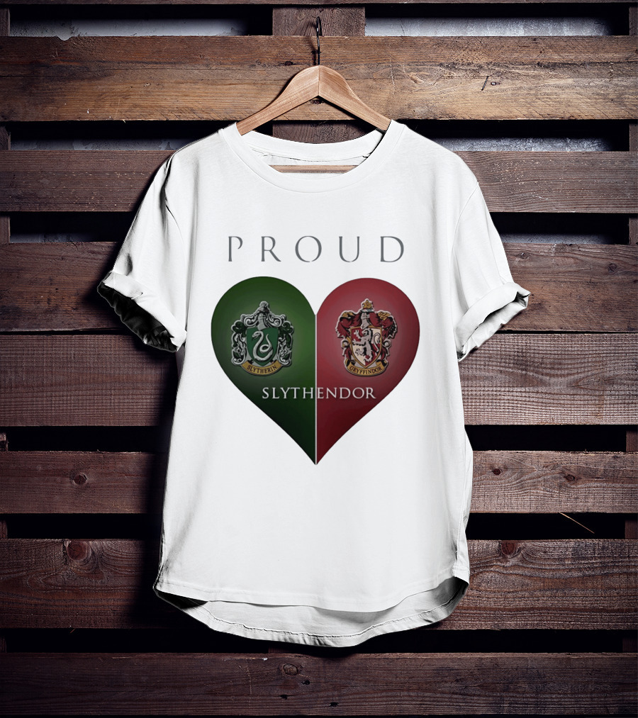 Proud Slythendor Heart Slytherin Gryffindor Crest Combination T-Shirt