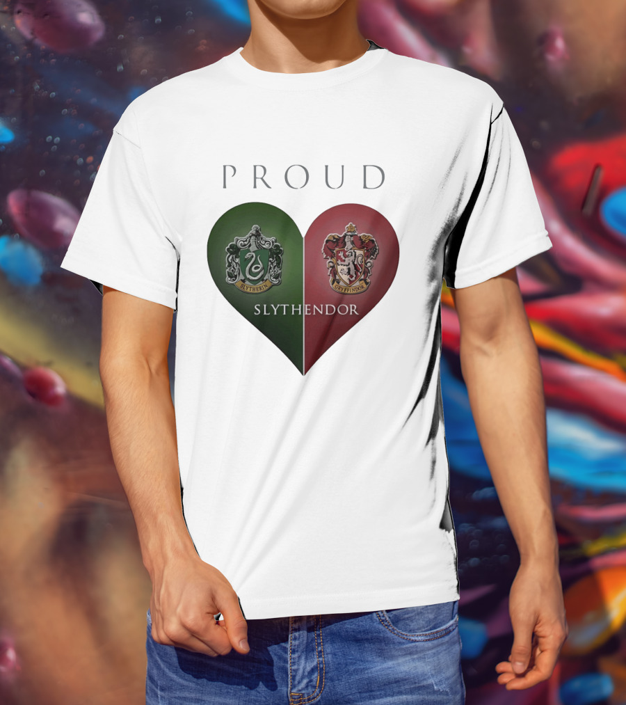 Proud Slythendor Heart Slytherin Gryffindor Crest Combination T-Shirt