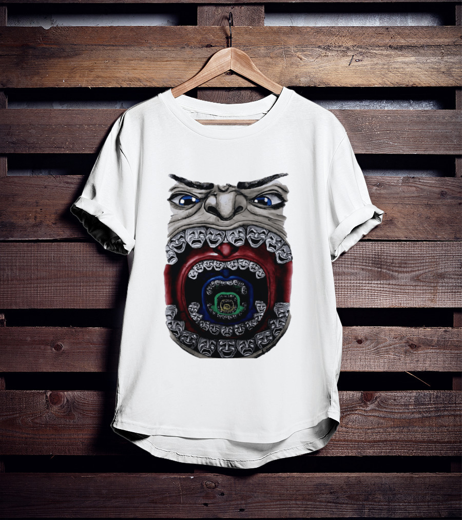 Surreal Face Theater Masks Mouth Optical Illusion T-Shirt