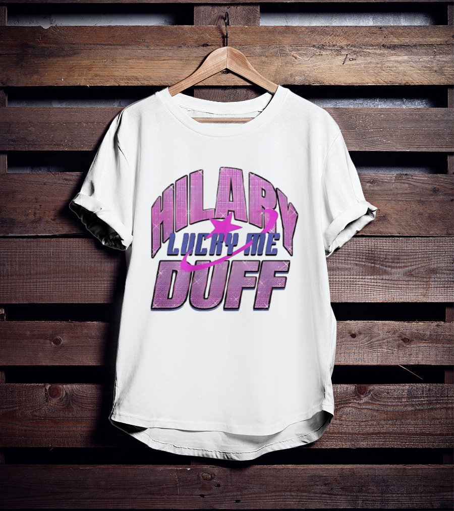 Hilary Duff Lucky Me Pink Glitter Star Planet Pop Singer T-Shirt