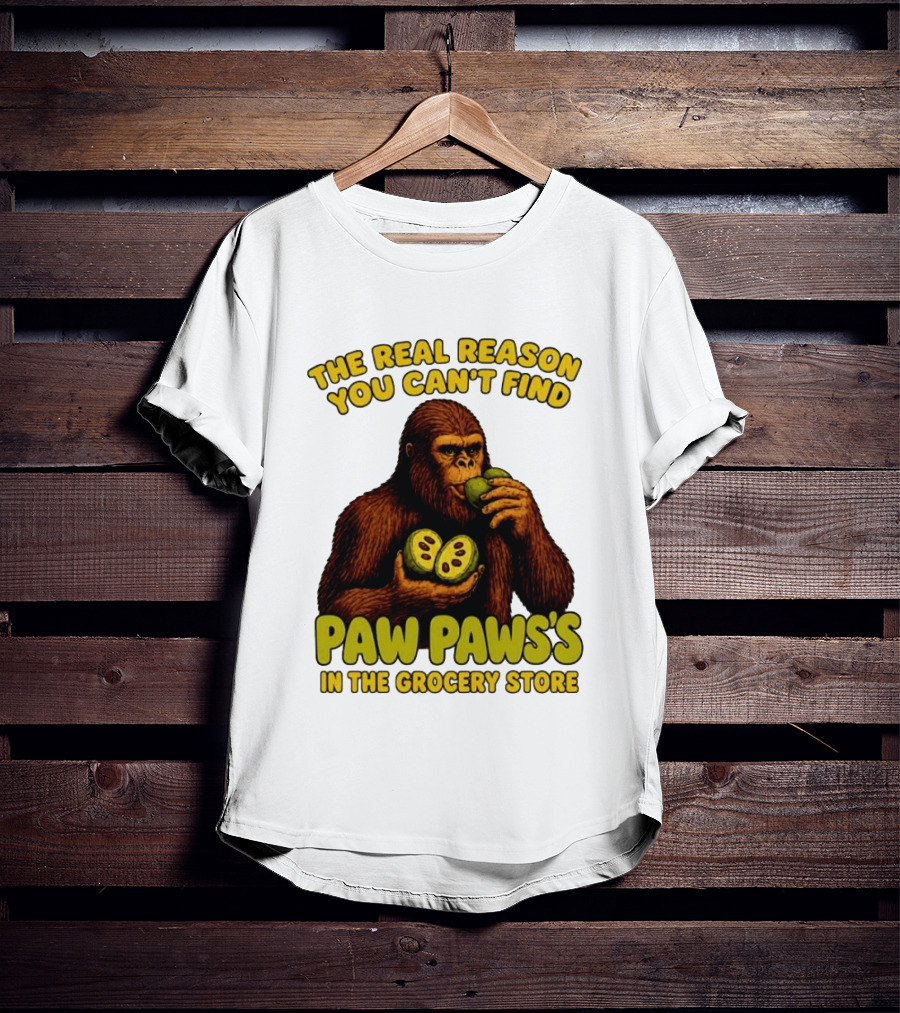 Pawpaw Fruit Mystery Sasquatch Eating Pawpaws In Grocery Store T-Shirt