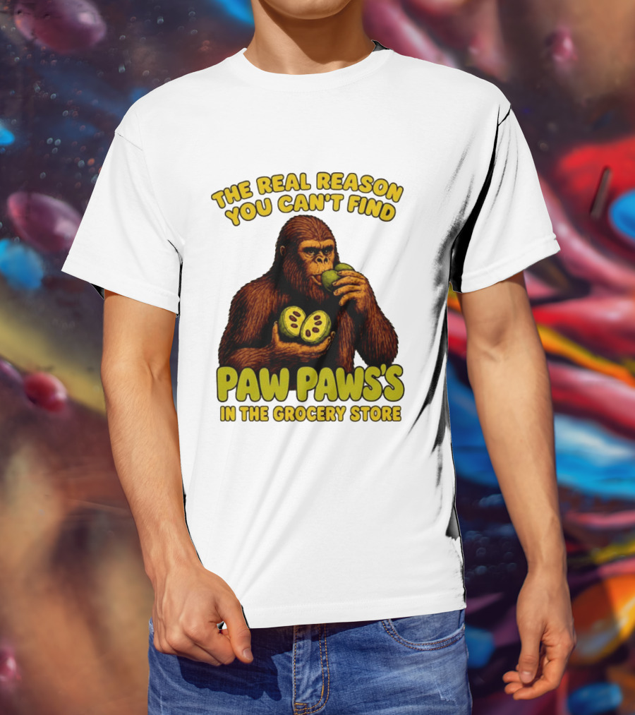 Pawpaw Fruit Mystery Sasquatch Eating Pawpaws In Grocery Store T-Shirt