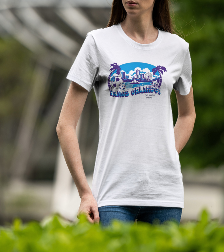 Vamos Orlando Orlando Pride Skyline Soccer Tropical Cityscape T-Shirt