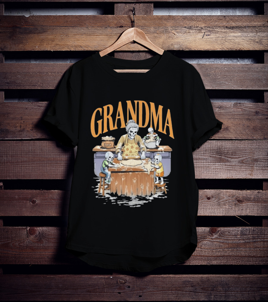 Grandma Baking Fun Skeleton Kitchen Flour Playtime T-Shirt