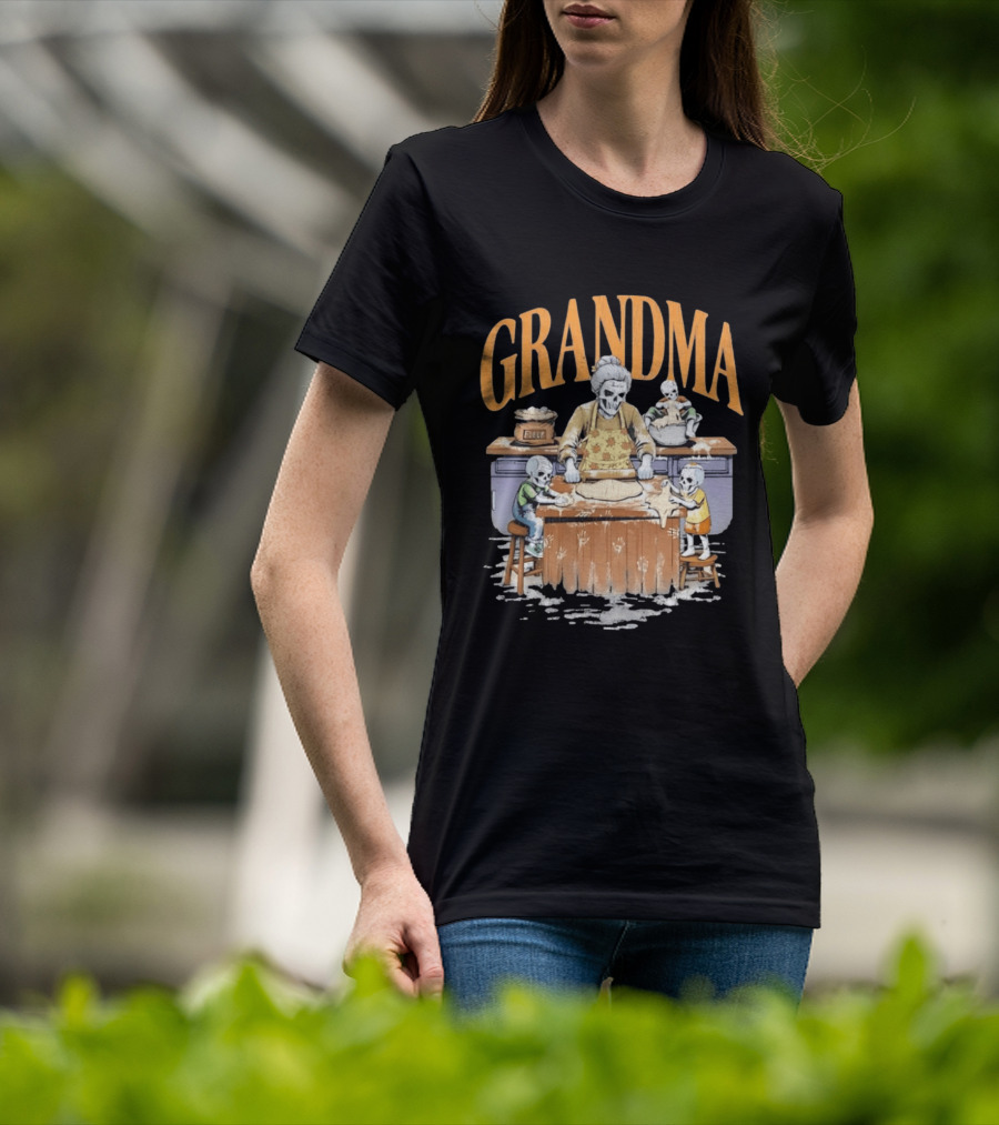 Grandma Baking Fun Skeleton Kitchen Flour Playtime T-Shirt