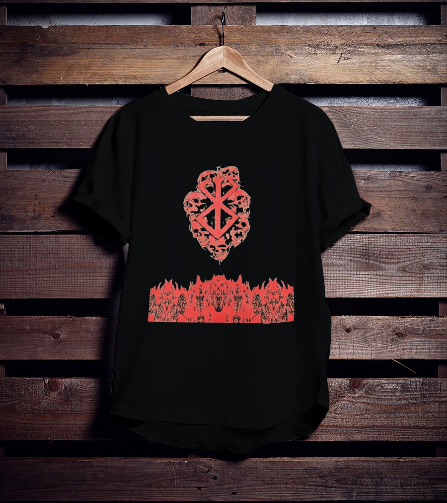 Berserk Sacrifice Skulls Skeletons Symbolic Red T-Shirt