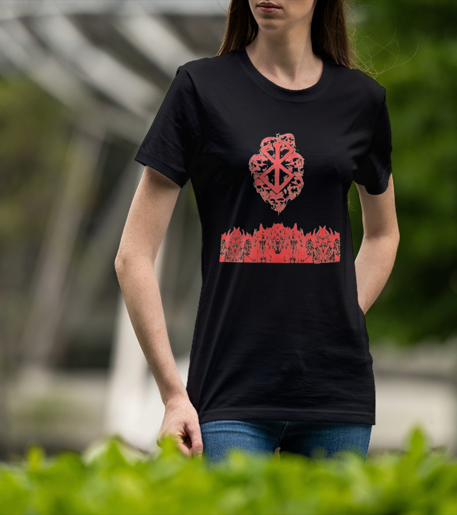 Berserk Sacrifice Skulls Skeletons Symbolic Red T-Shirt